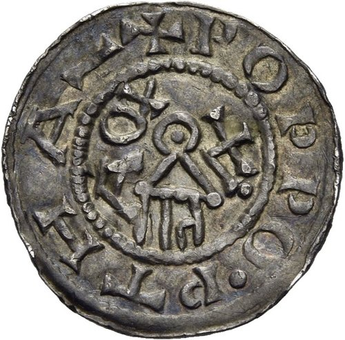 The coin of Poppo, the patriarch of Aquileia (v).